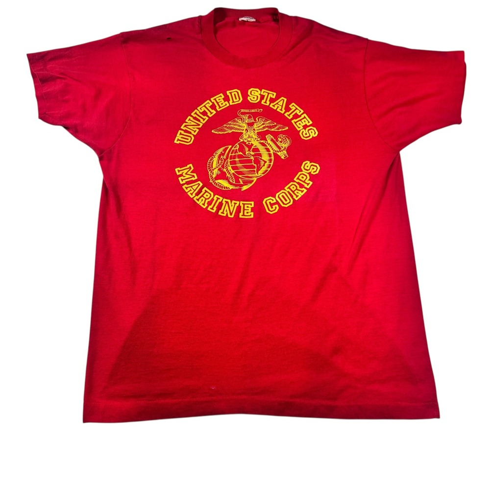 USMC United States Marine Corps Red Single Stitch Graphic T-Shirt Vintage XL
